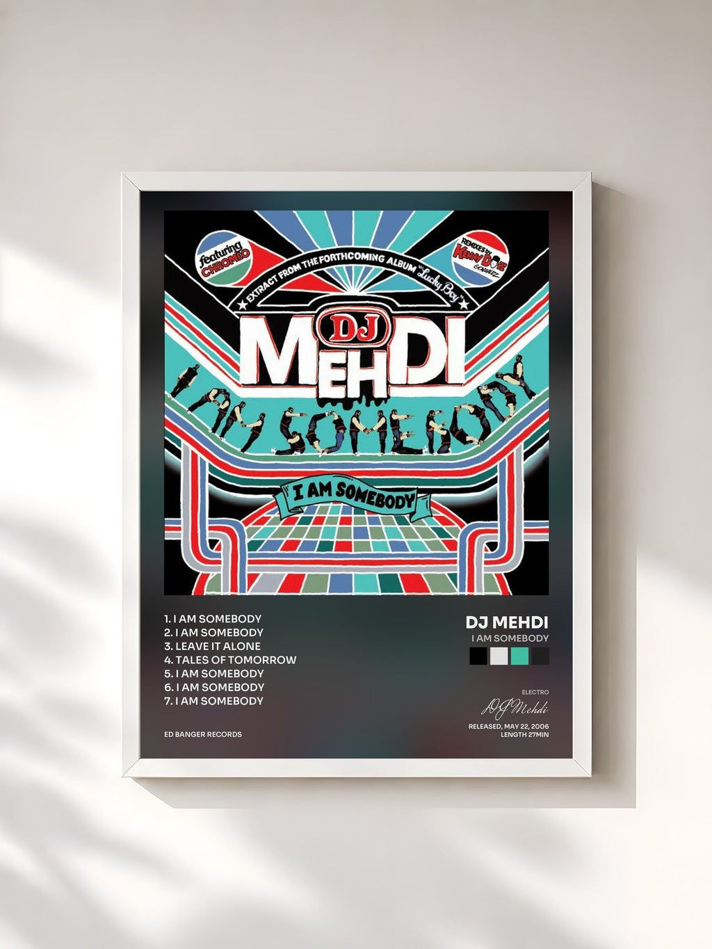 #blanc I Am Somebody by DJ Mehdi as a framed art print, white frame, printed and framed in France