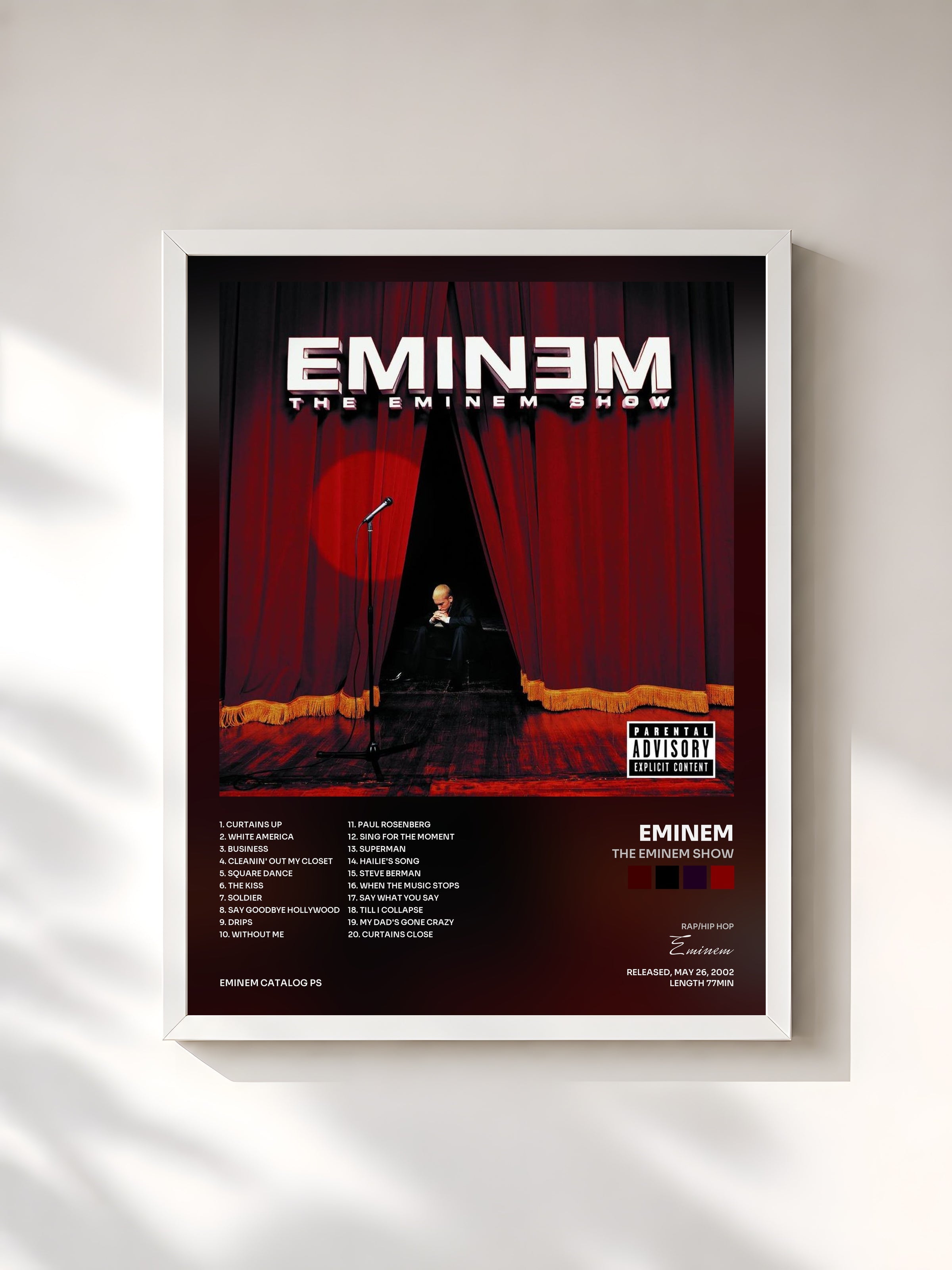 #blanc The Eminem Show di Eminem in stampa incorniciata, cornice bianca, stampata e incorniciata in Francia