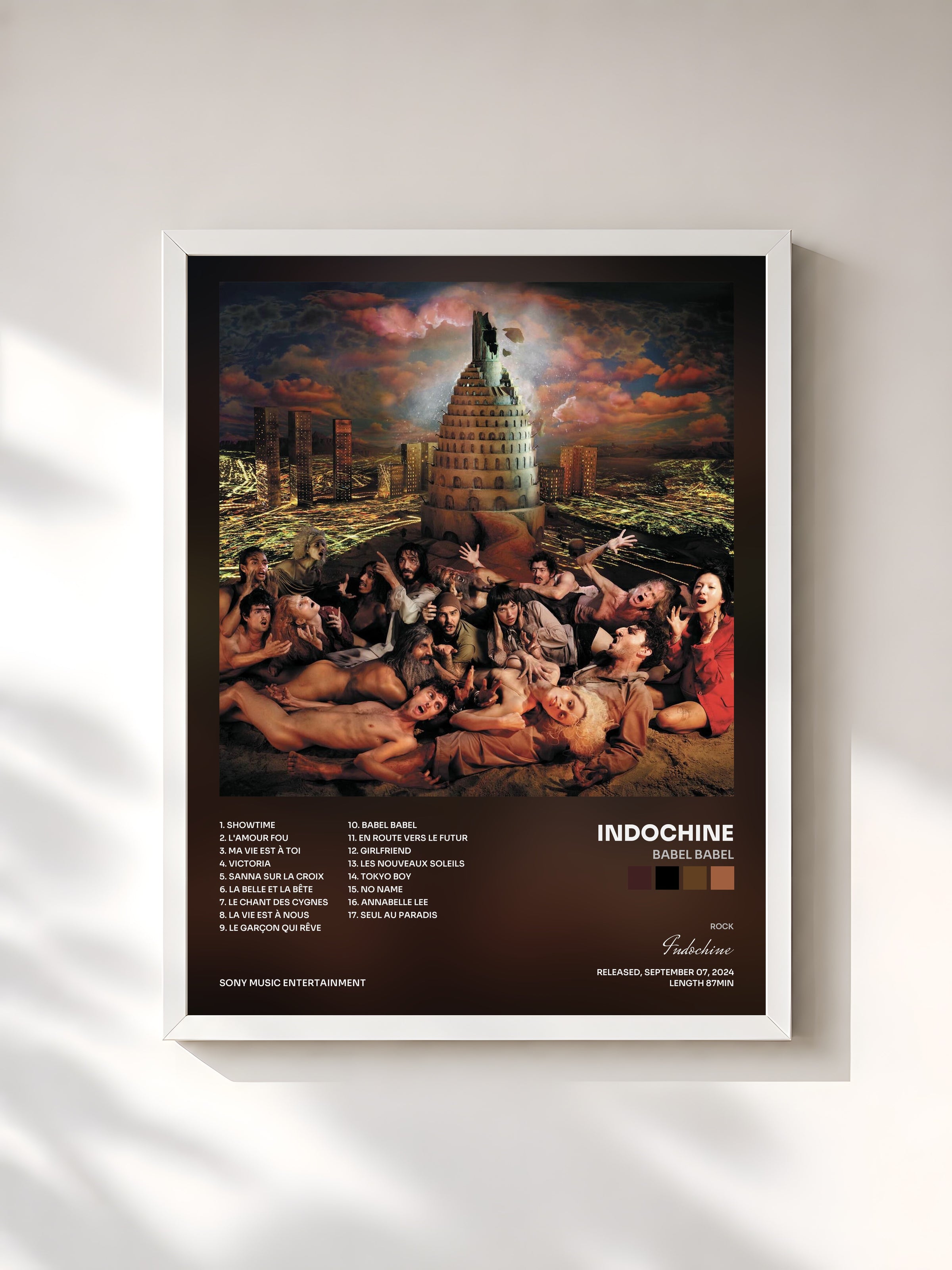 #blanc Tableau de l'album Babel Babel de Indochine, cadre blanc, imprimé et encadré en France