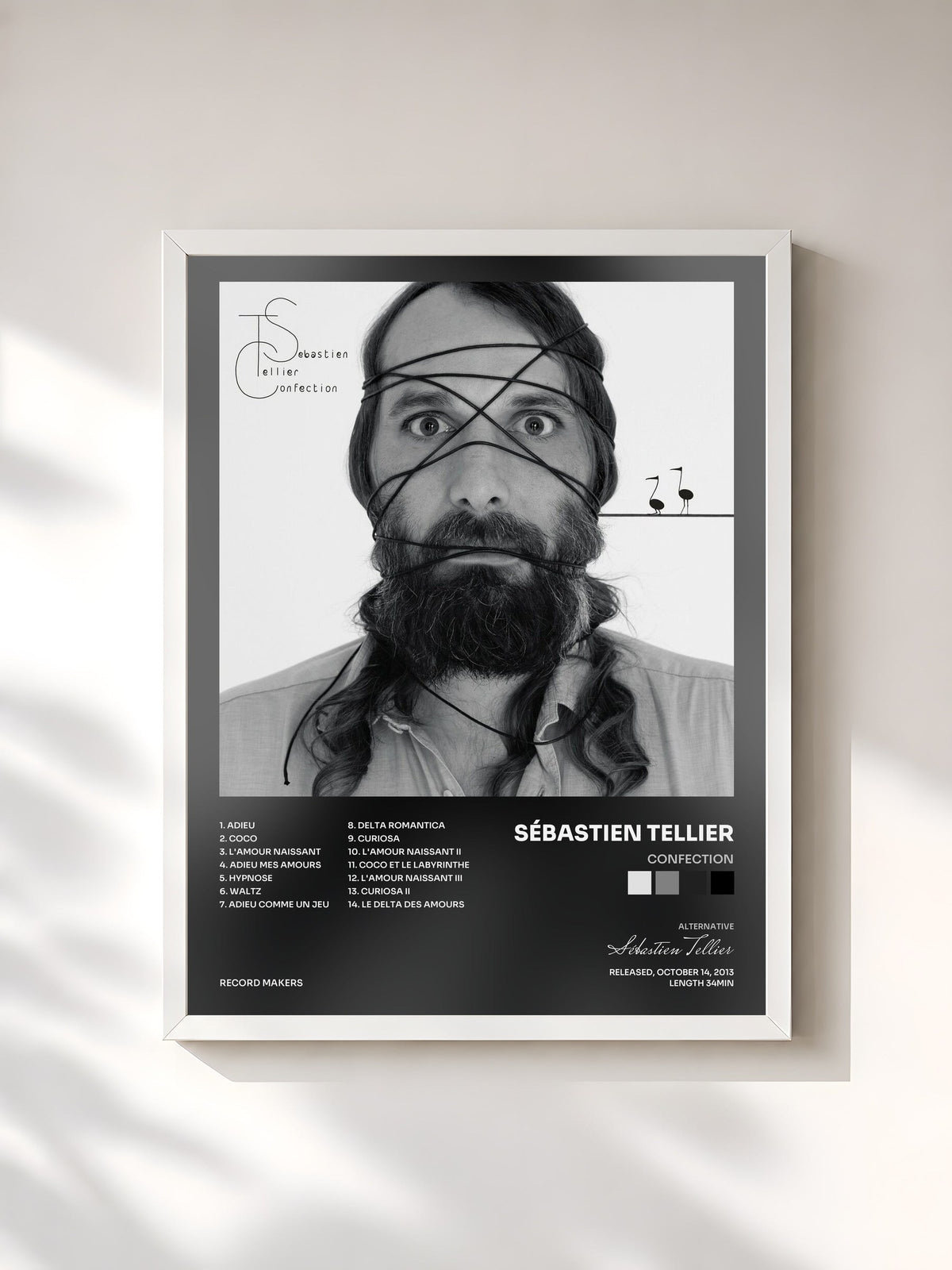 #blanc Tableau de l'album Confection de Sébastien Tellier, cadre blanc, imprimé et encadré en France