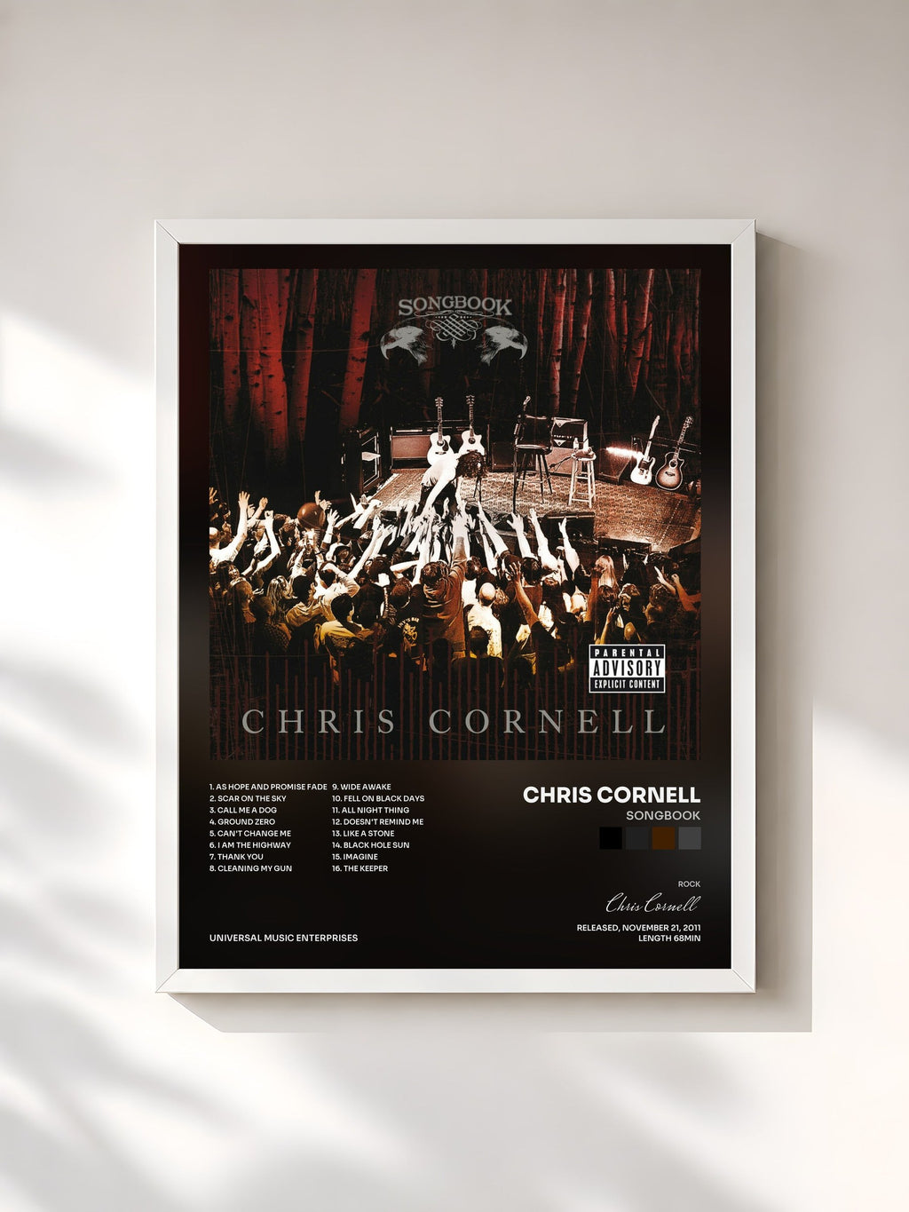 #blanc Songbook di Chris Cornell in stampa incorniciata, cornice bianca, stampata e incorniciata in Francia