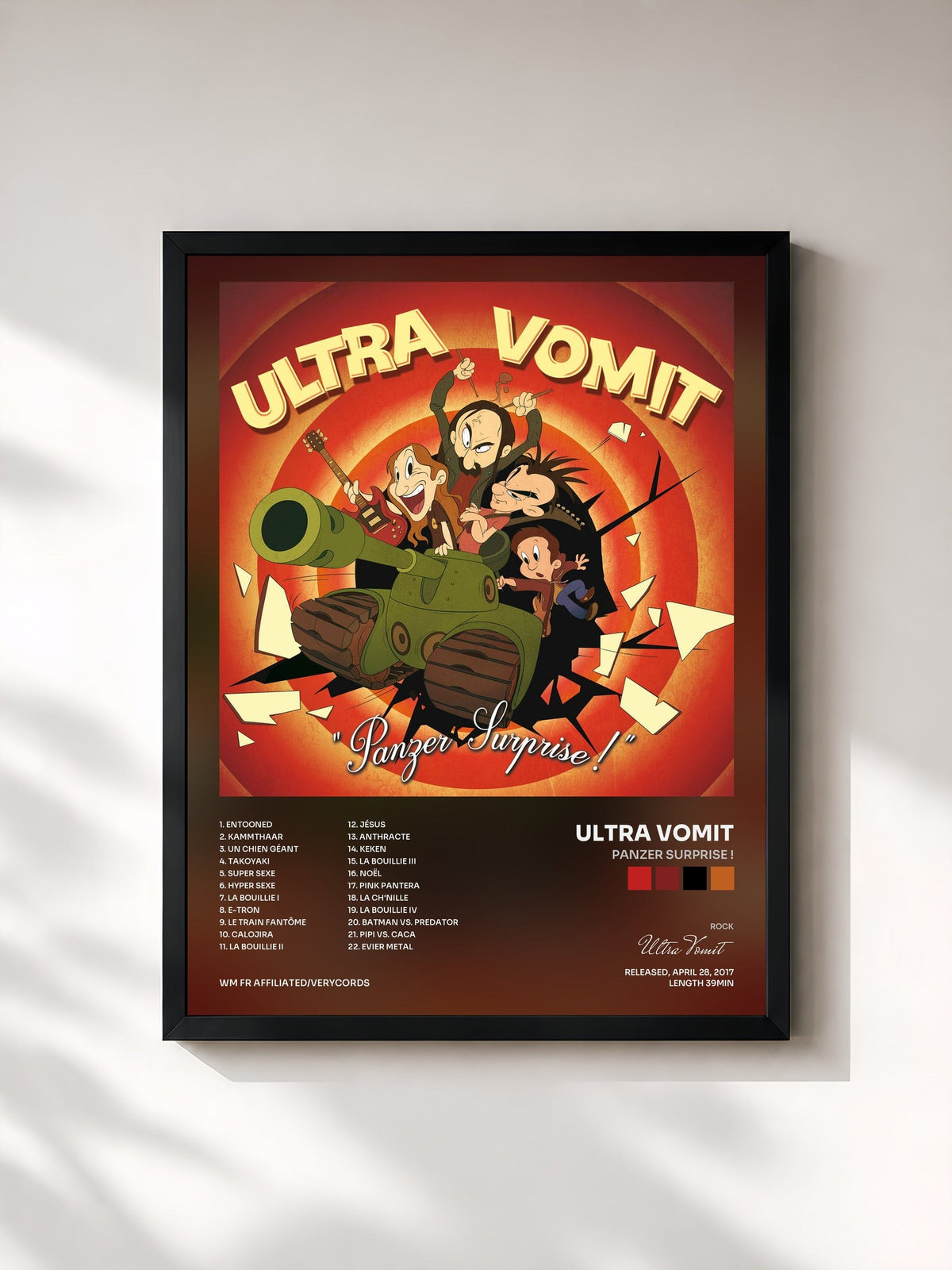 #noir Tableau de l'album Panzer Surprise ! de Ultra Vomit, cadre noir, imprimé et encadré en France