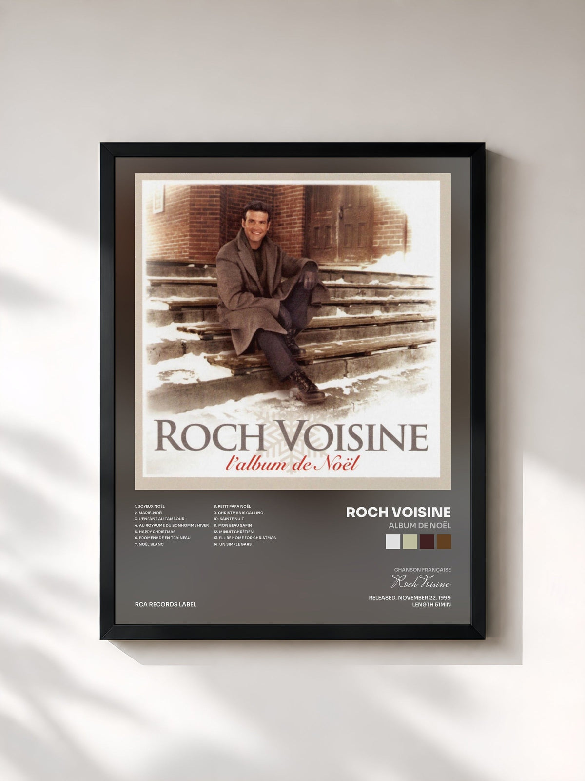 #noir Tableau de l'album Album De Noël de Roch Voisine, cadre noir, imprimé et encadré en France