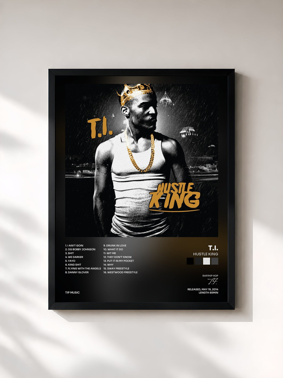#noir Hustle King by T.I. as a framed art print, black frame, printed and framed in France