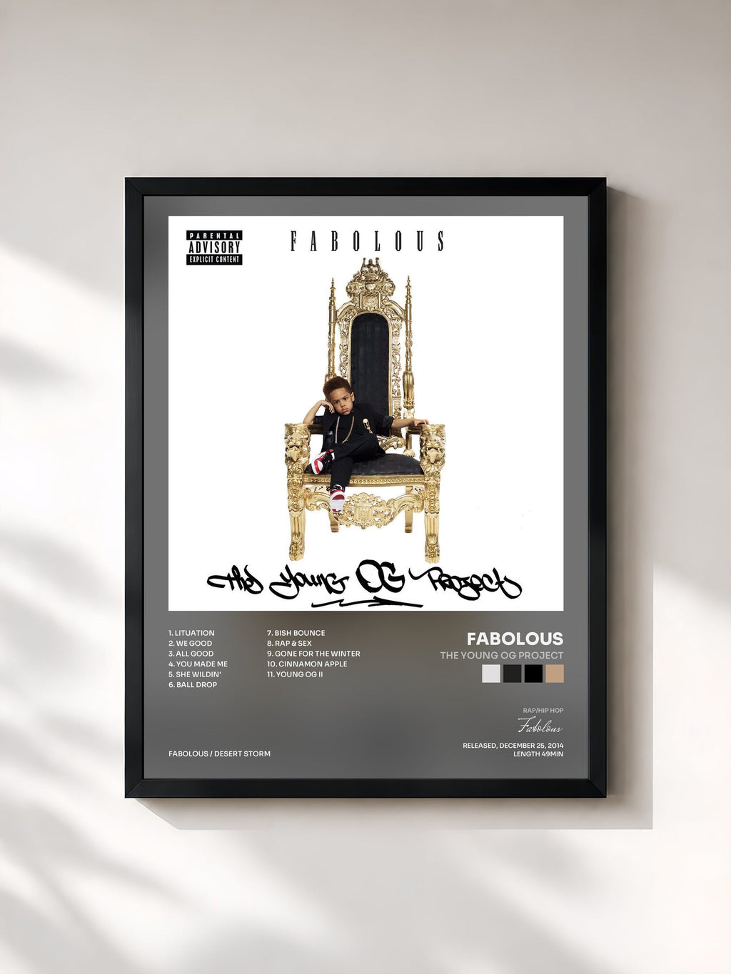 #noir The Young OG Project by Fabolous as a framed art print, black frame, printed and framed in France