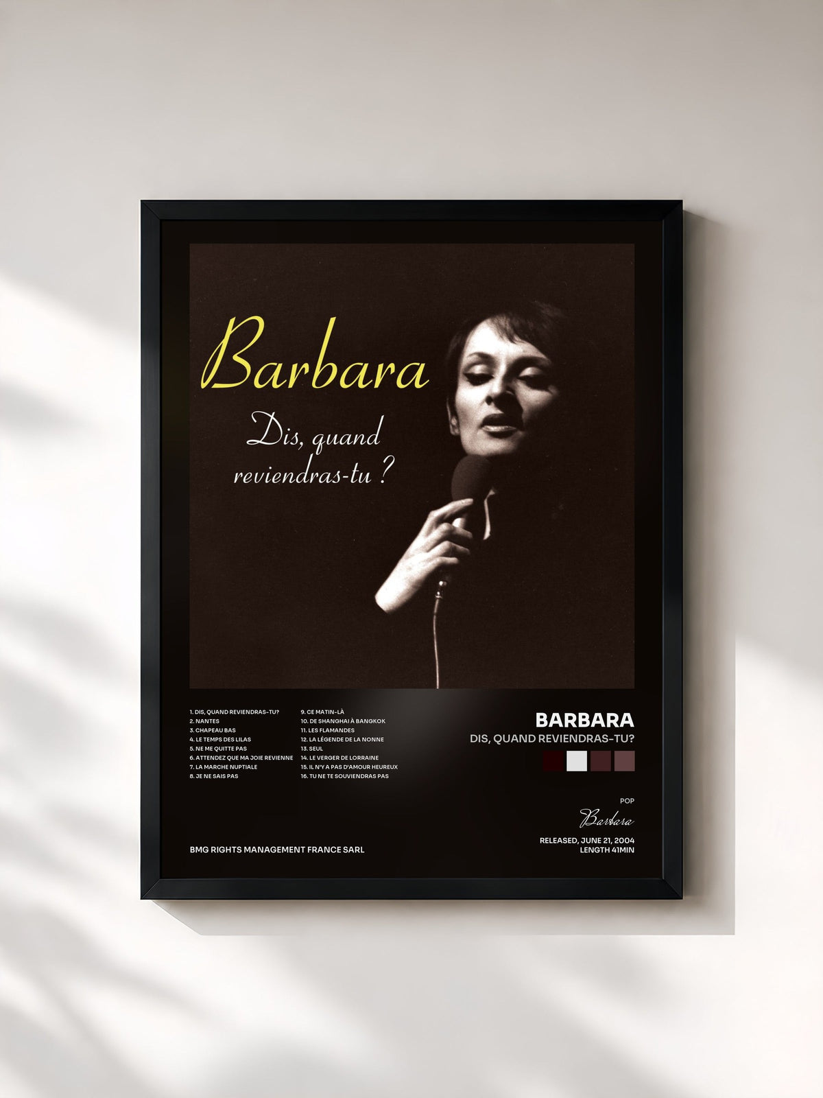 #noir Tableau de l'album Dis, quand reviendras-tu? de Barbara, cadre noir, imprimé et encadré en France