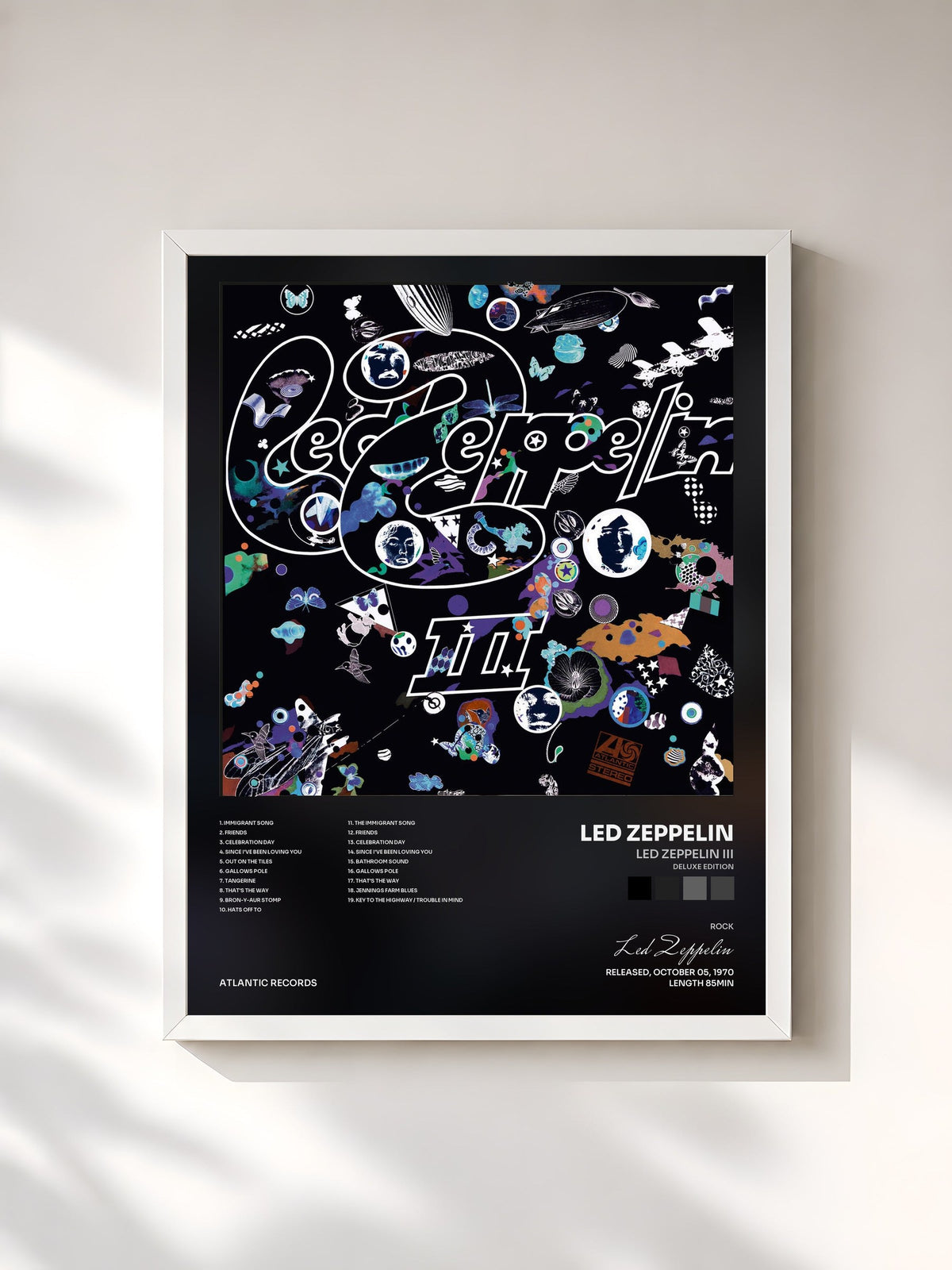 #blanc Tableau de l'album Led Zeppelin III (Deluxe Edition) de Led Zeppelin, cadre blanc, imprimé et encadré en France