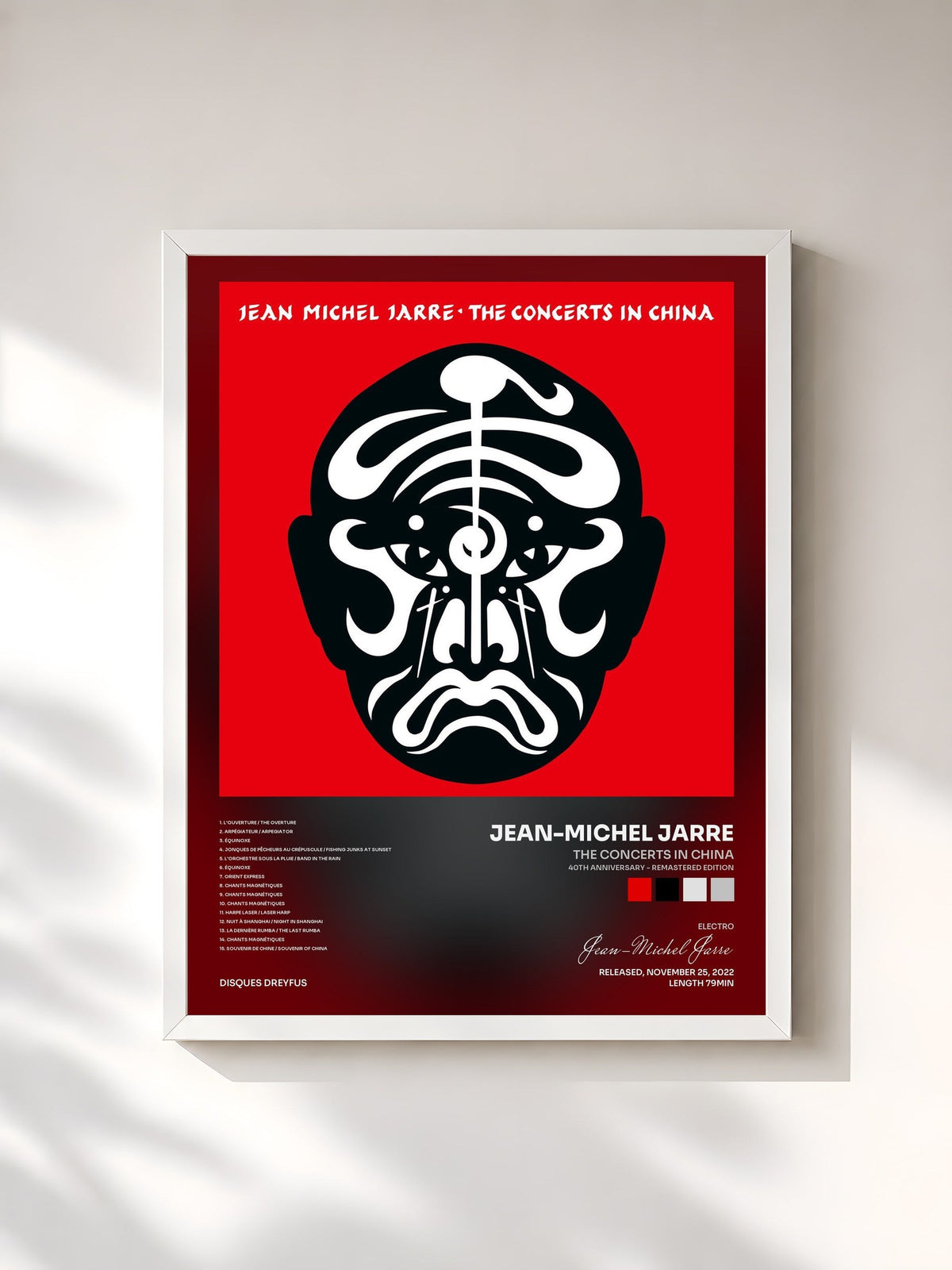 #blanc Tableau de l'album The Concerts in China (40th Anniversary - Remastered Edition) de Jean-Michel Jarre, cadre blanc, imprimé et encadré en France