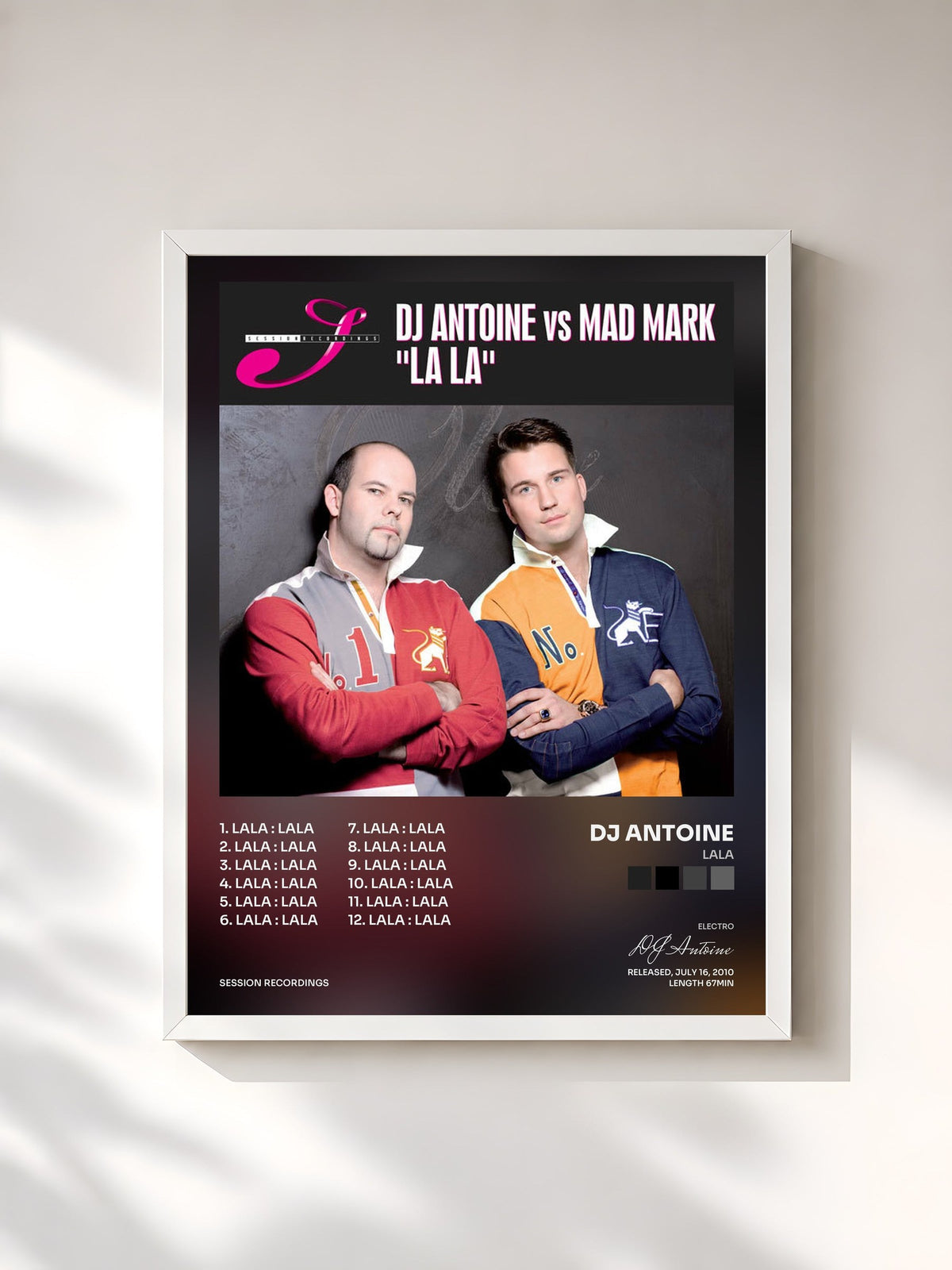 #blanc Tableau de l'album Lala de DJ Antoine, cadre blanc, imprimé et encadré en France