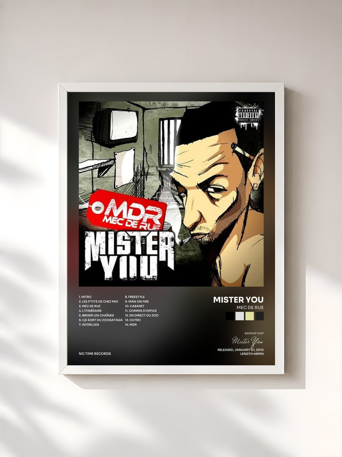 #blanc Tableau de l'album Mec De Rue de Mister You, cadre blanc, imprimé et encadré en France