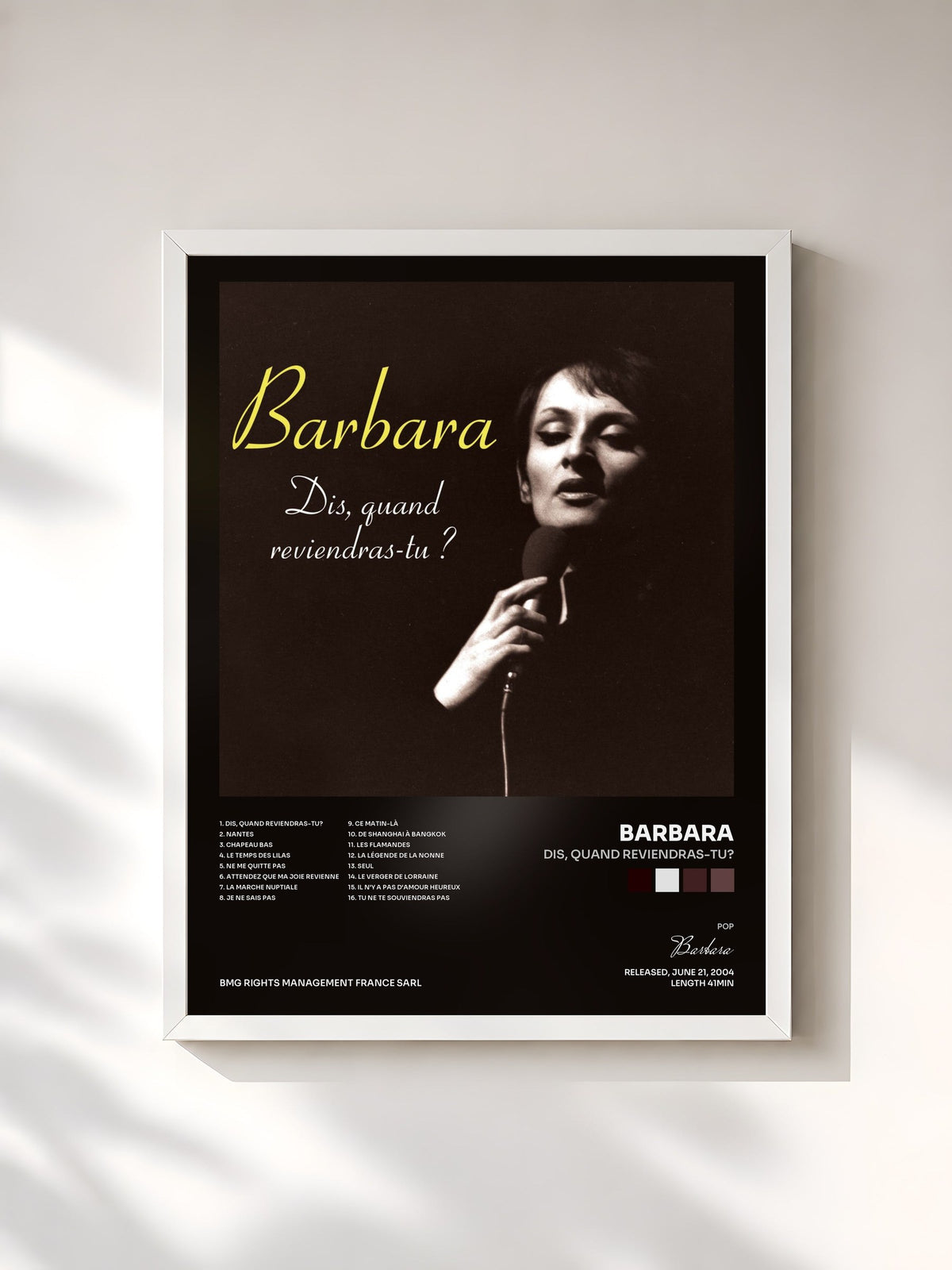 #blanc Tableau de l'album Dis, quand reviendras-tu? de Barbara, cadre blanc, imprimé et encadré en France