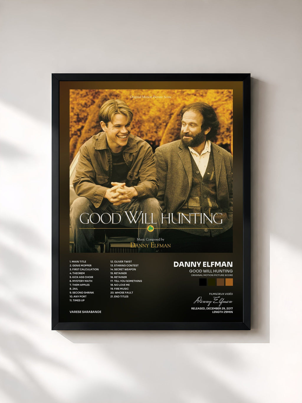 #noir Good Will Hunting (Original Motion Picture Score) di Danny Elfman in stampa incorniciata, cornice nera, stampata e incorniciata in Francia