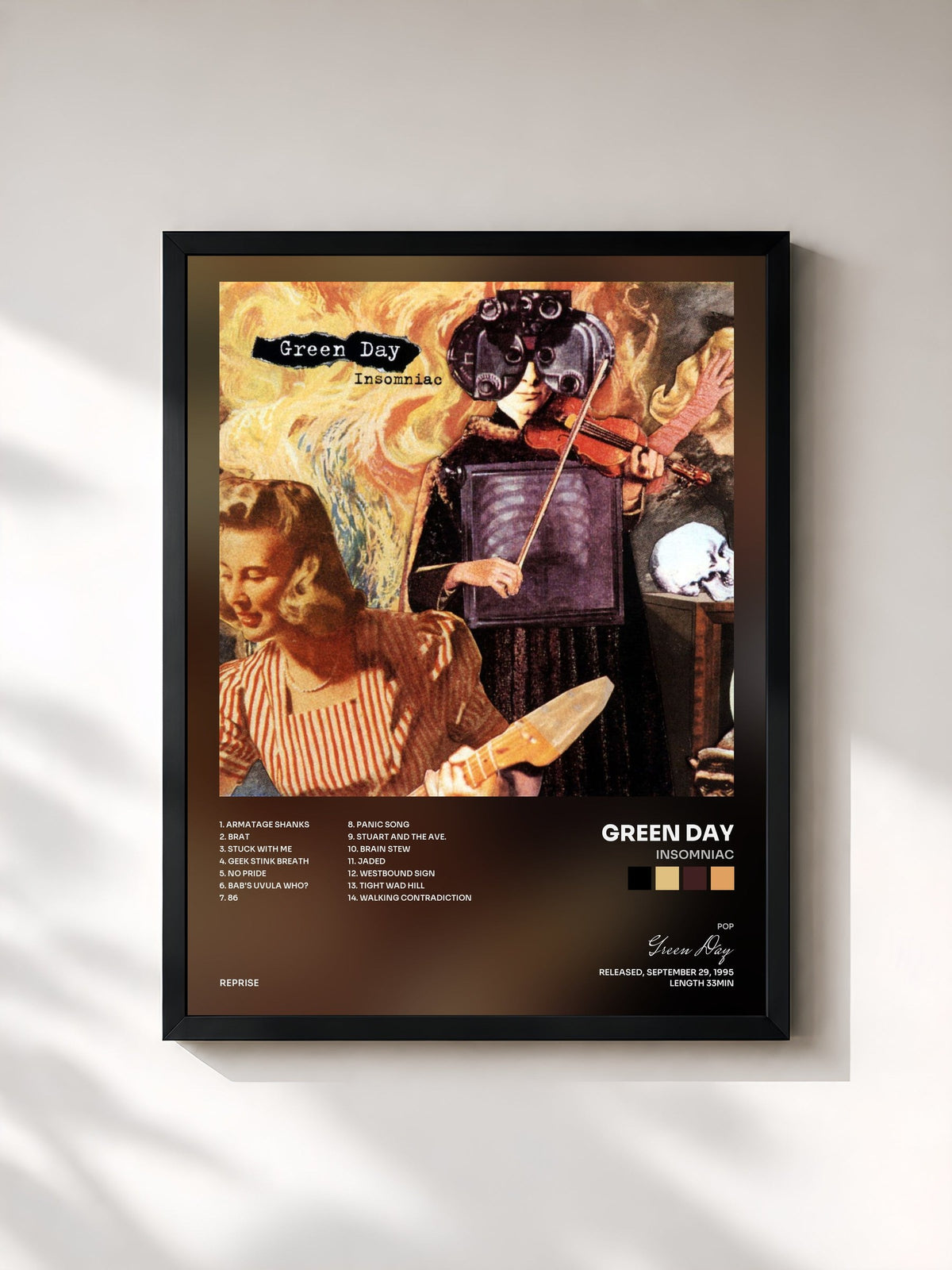 #noir Insomniac di Green Day in stampa incorniciata, cornice nera, stampata e incorniciata in Francia