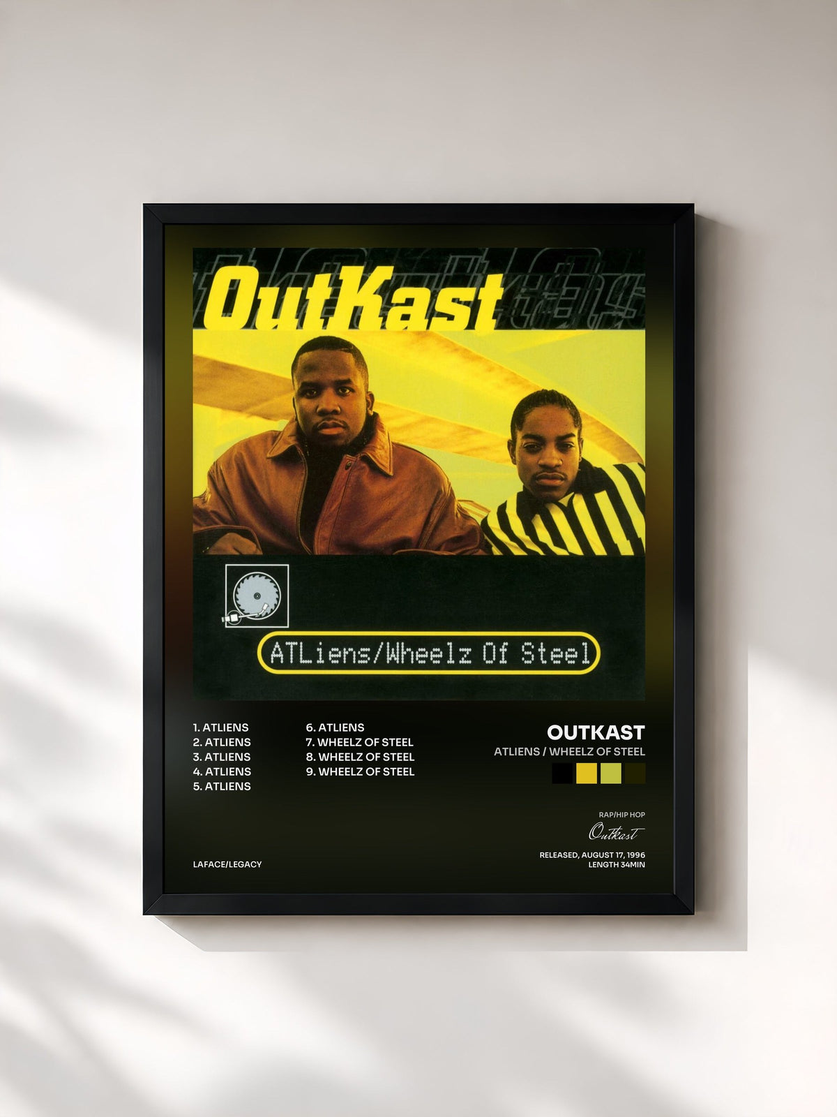 #noir Tableau de l'album ATLiens / Wheelz of Steel de Outkast, cadre noir, imprimé et encadré en France