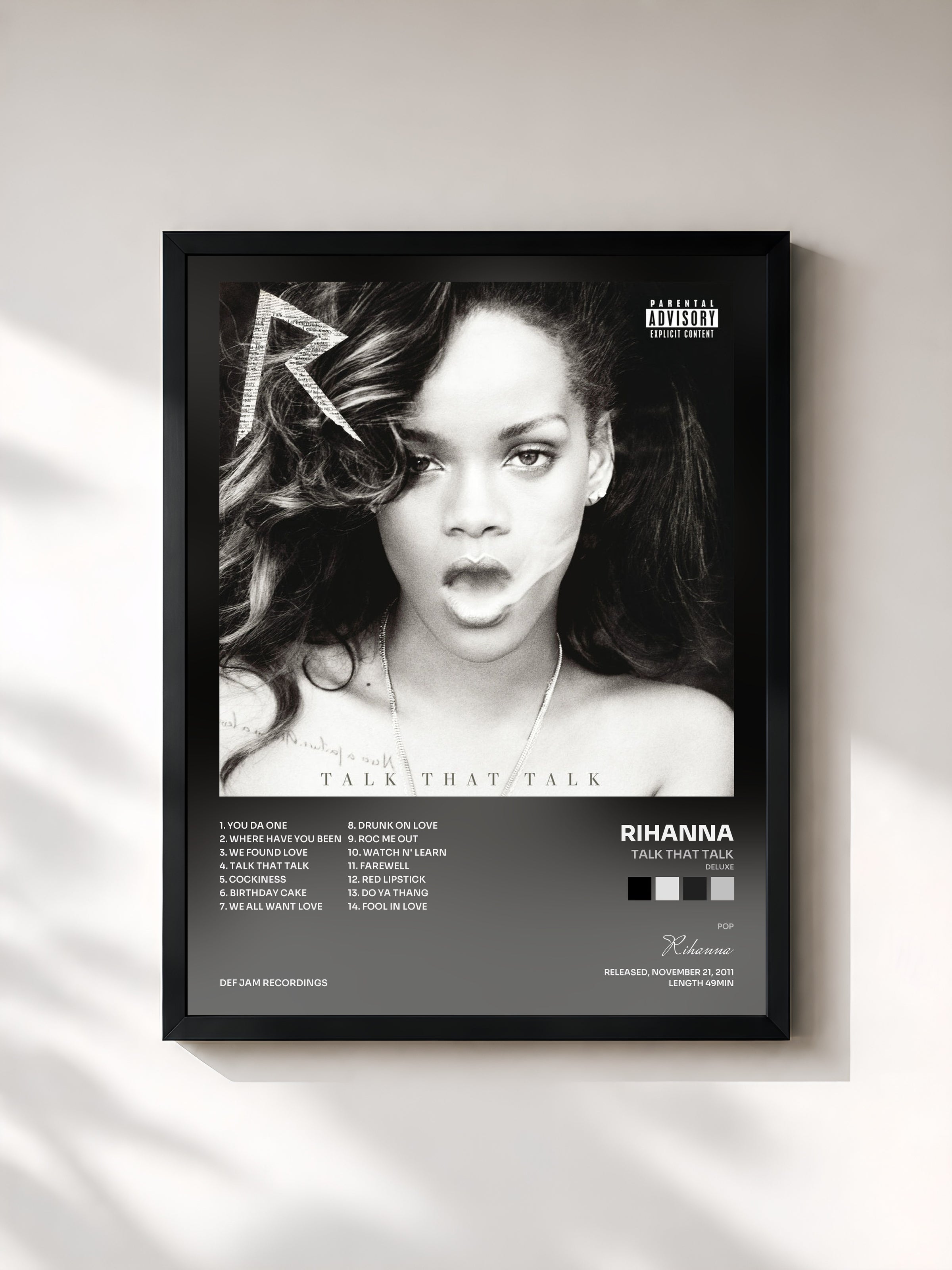 #noir Talk That Talk (Deluxe) di Rihanna in stampa incorniciata, cornice nera, stampata e incorniciata in Francia