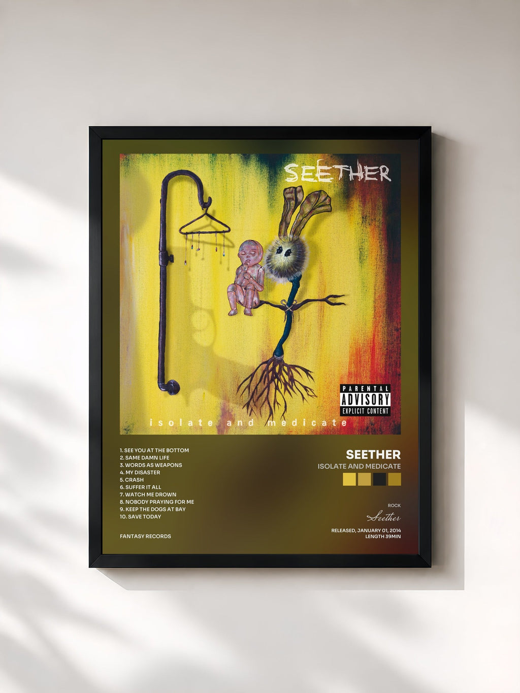#noir Isolate And Medicate by Seether as a framed art print, black frame, printed and framed in France