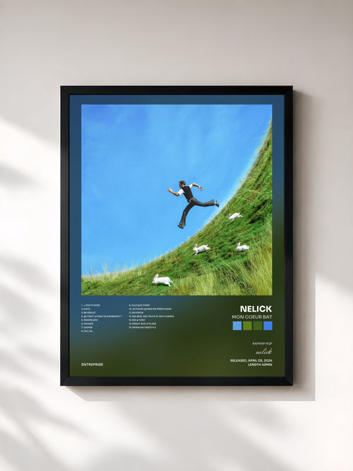 nelick · MON COEUR BAT — Affiche encadrée