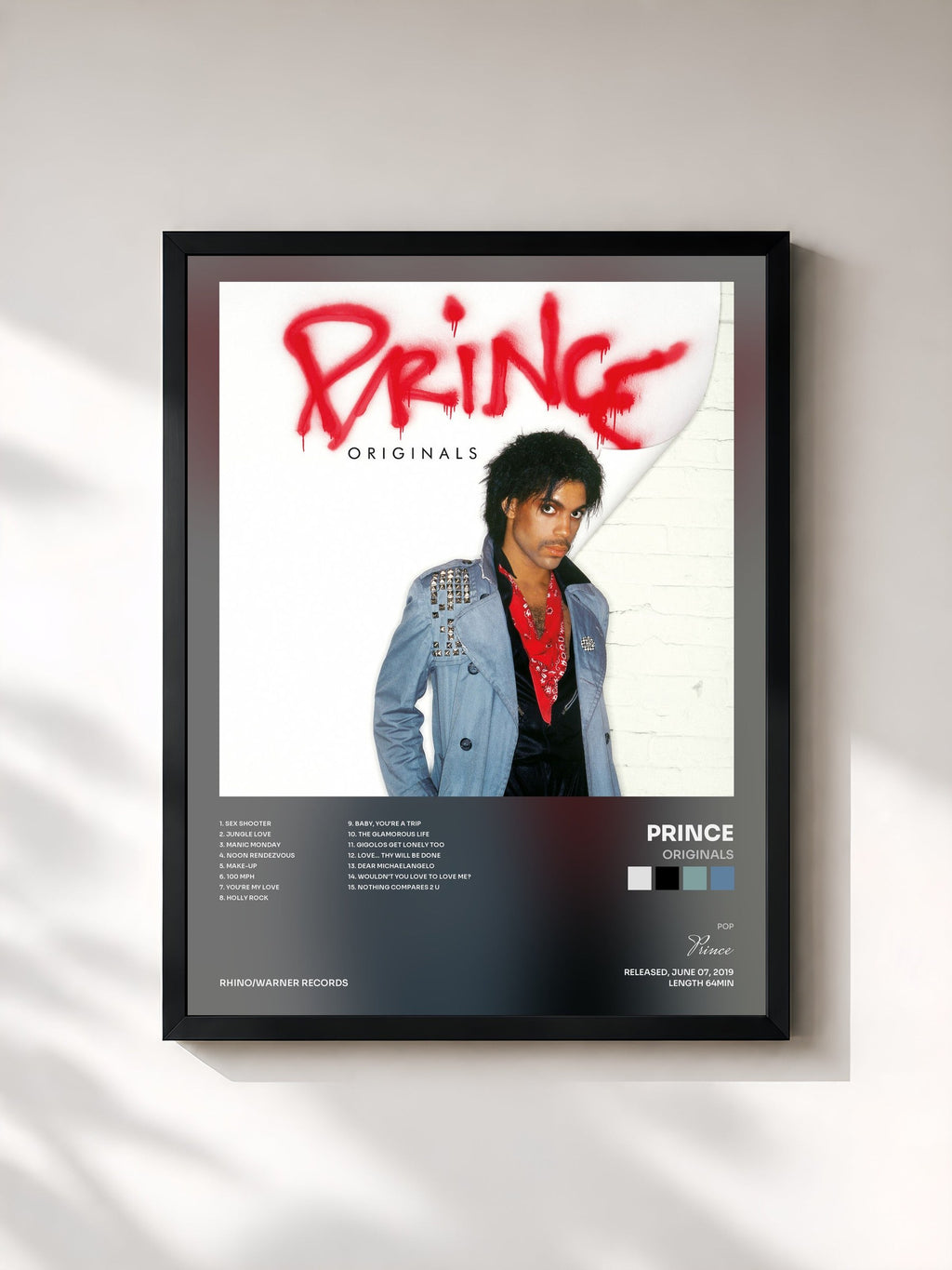 #noir Originals di Prince in stampa incorniciata, cornice nera, stampata e incorniciata in Francia