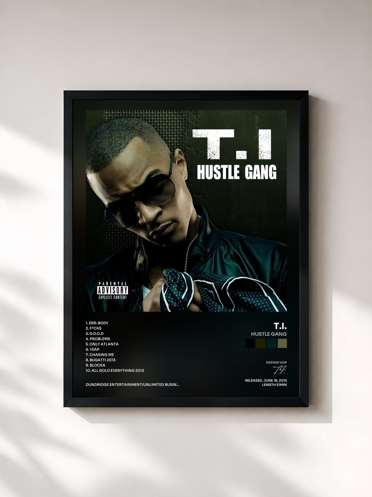 #noir Hustle Gang by T.I. as a framed art print, black frame, printed and framed in France