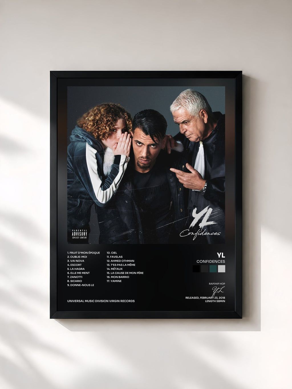 #noir Confidences by YL as a framed art print, black frame, printed and framed in France