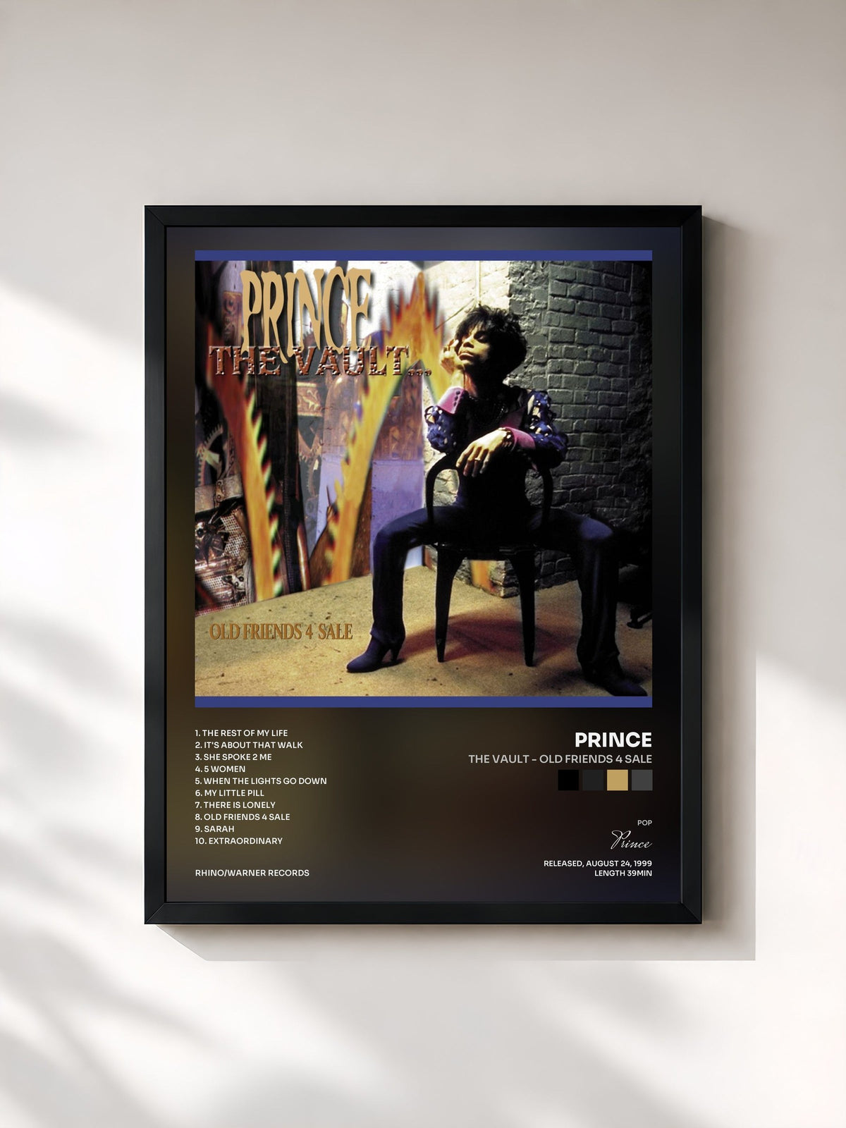 #noir Tableau de l'album The Vault - Old Friends 4 Sale de Prince, cadre noir, imprimé et encadré en France