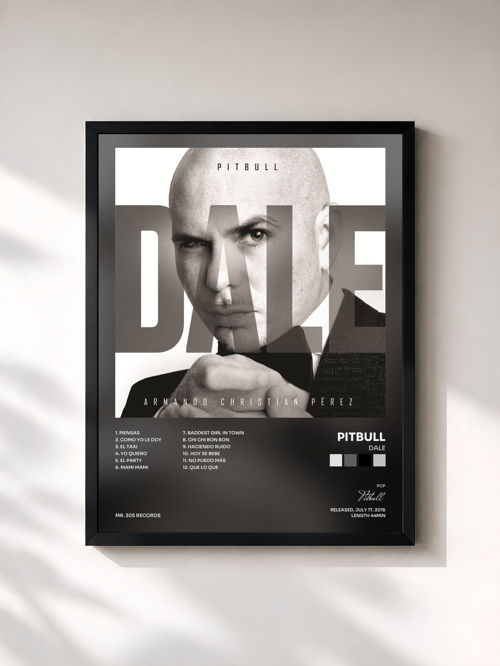#noir Dale by Pitbull as a framed art print, black frame, printed and framed in France