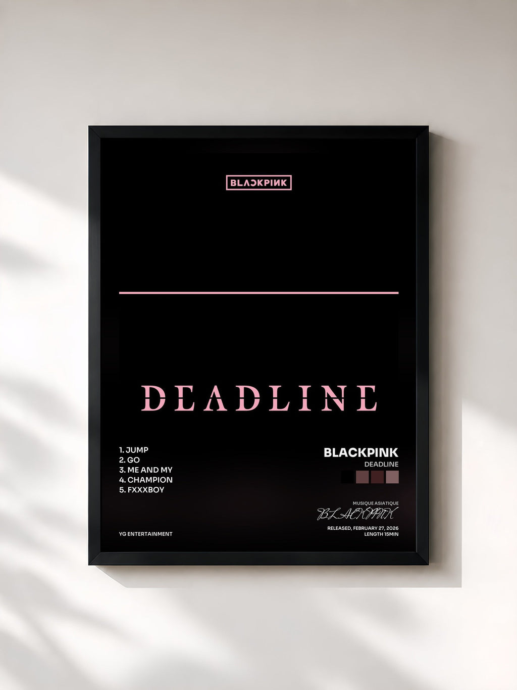 #noir DEADLINE by BLACKPINK as a framed art print, black frame, printed and framed in France