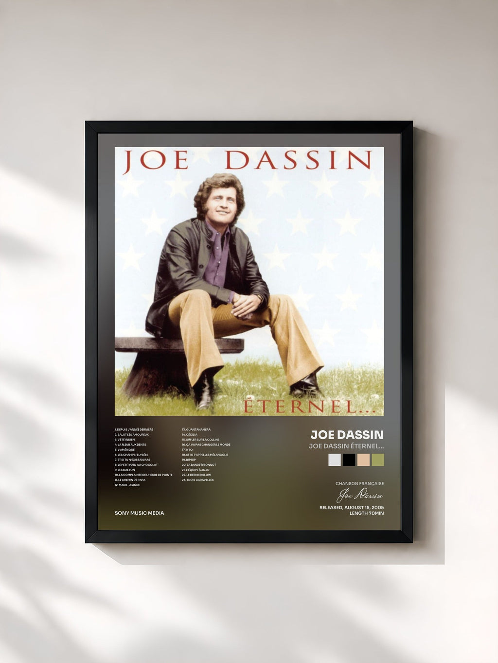 #noir Tableau de l'album Joe Dassin Éternel... de Joe Dassin, cadre noir, imprimé et encadré en France
