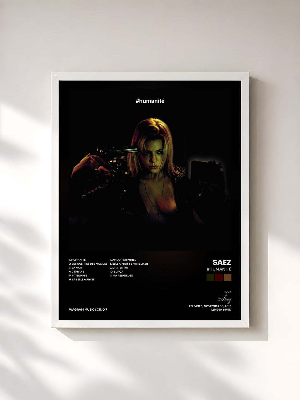 #blanc #humanité by Saez as a framed art print, white frame, printed and framed in France