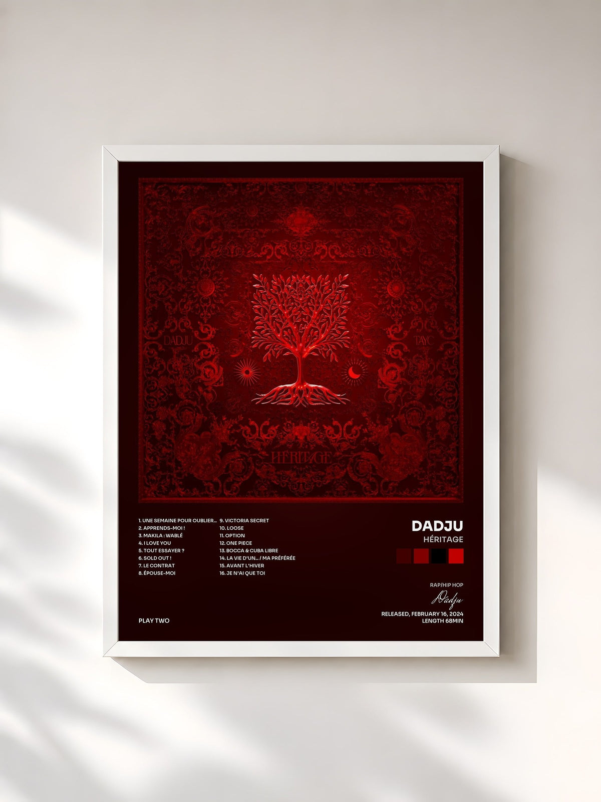 #blanc HÉRITAGE by Dadju as a framed art print, white frame, printed and framed in France