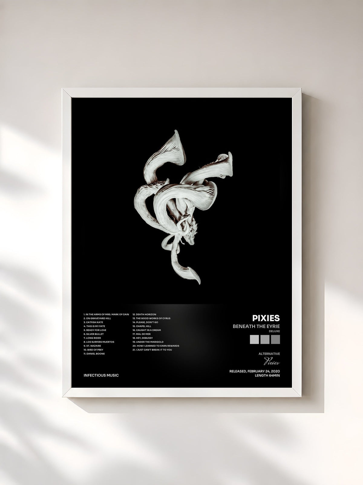 #blanc Tableau de l'album Beneath the Eyrie (Deluxe) de Pixies, cadre blanc, imprimé et encadré en France