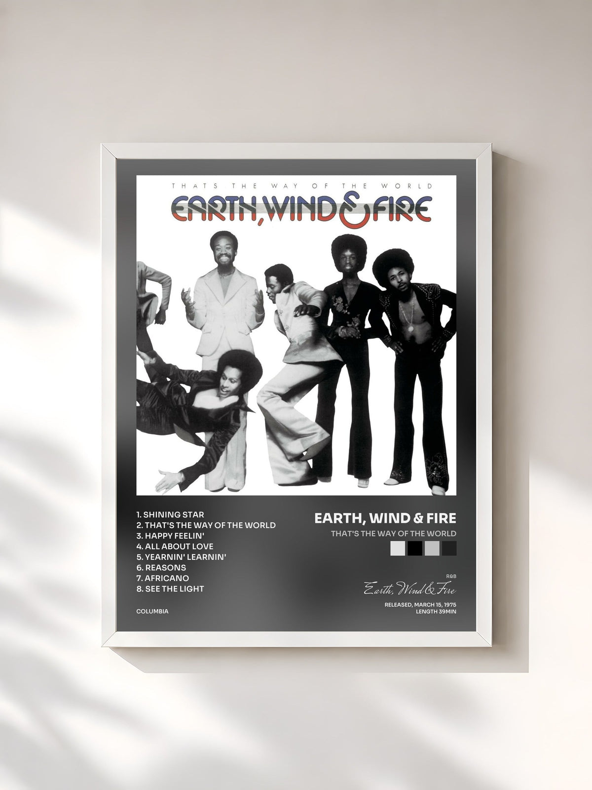 #blanc That's The Way Of The World by Earth, Wind & Fire as a framed art print, white frame, printed and framed in France