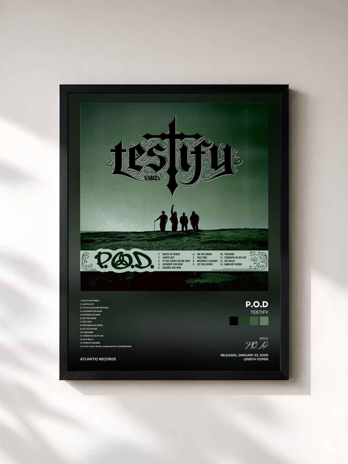 #noir Tableau de l'album Testify de P.O.D, cadre noir, imprimé et encadré en France
