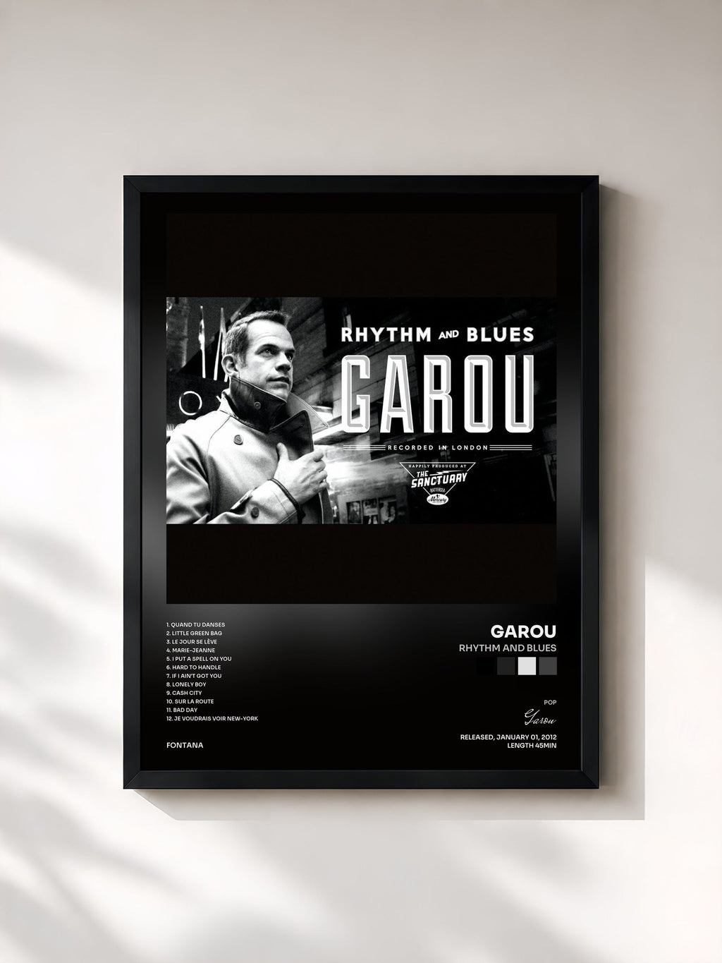 #noir Rhythm And Blues by Garou as a framed art print, black frame, printed and framed in France