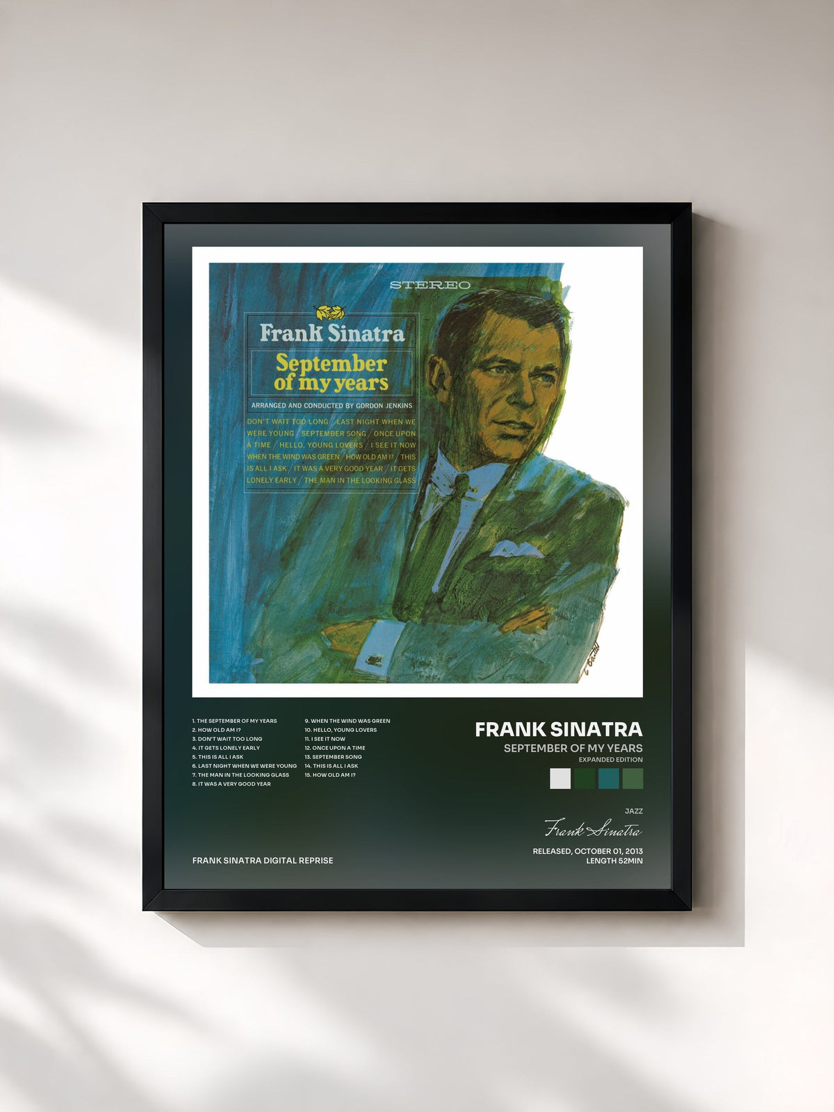 #noir Tableau de l'album September Of My Years (Expanded Edition) de Frank Sinatra, cadre noir, imprimé et encadré en France