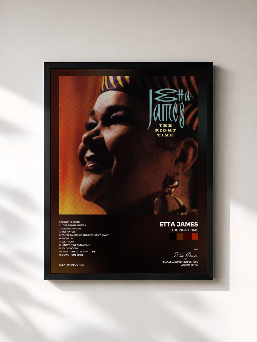 #noir The Right Time de Etta James en lámina enmarcada, marco negro, impresa y enmarcada en Francia