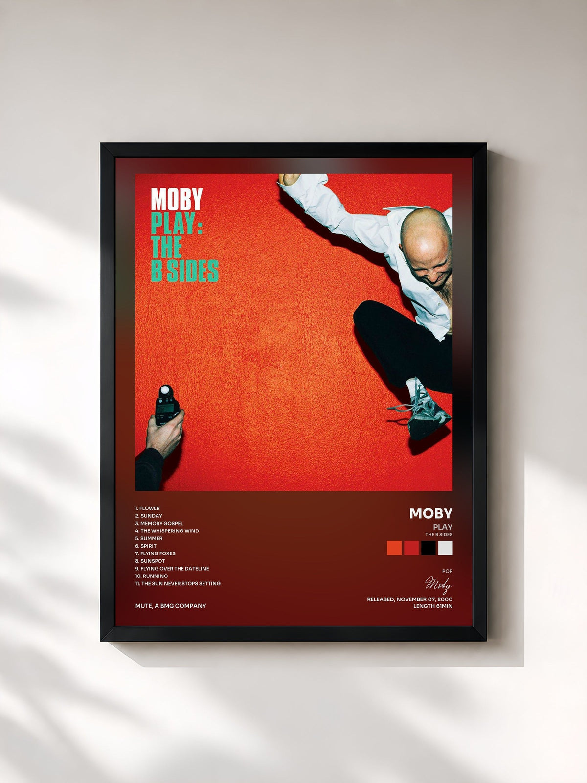 #noir Tableau de l'album Play (The B Sides) de Moby, cadre noir, imprimé et encadré en France