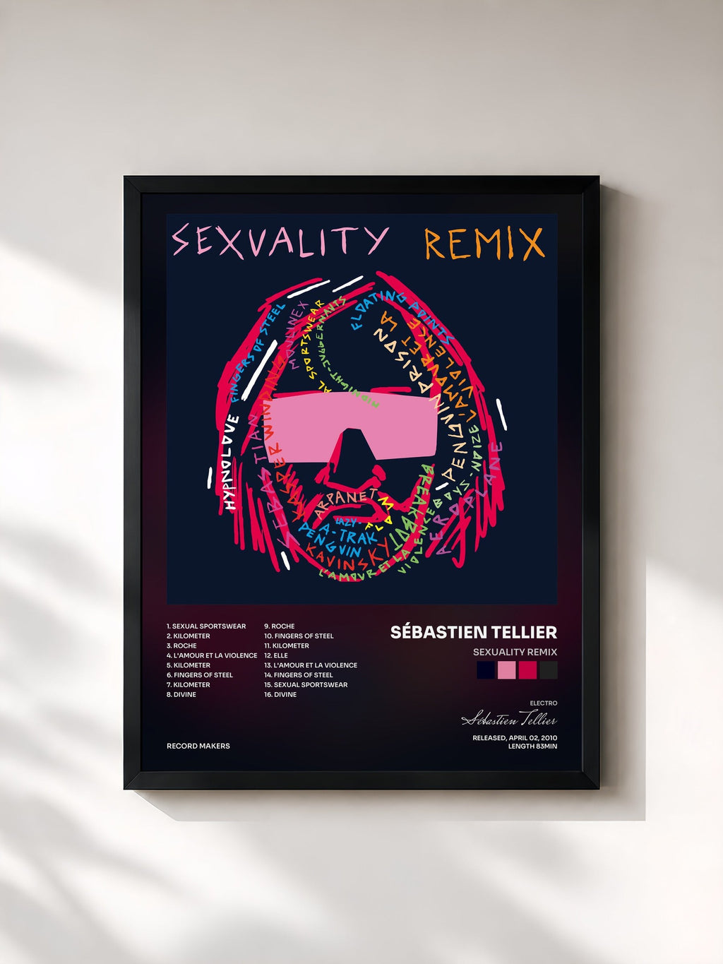 #noir Sexuality Remix de Sébastien Tellier en lámina enmarcada, marco negro, impresa y enmarcada en Francia