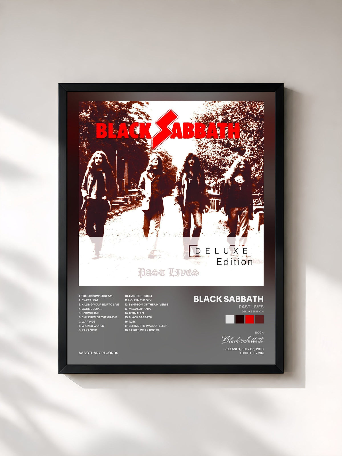#noir Tableau de l'album Past Lives (Deluxe Edition) de Black Sabbath, cadre noir, imprimé et encadré en France