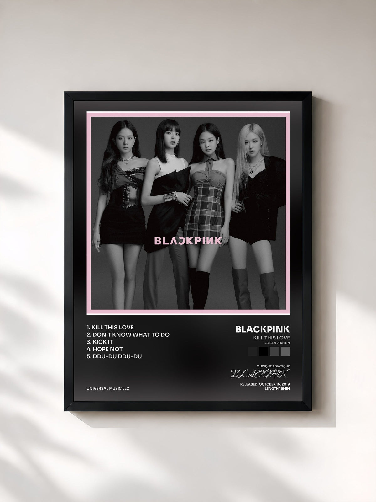 #noir Tableau de l'album Kill This Love (Japan Version) de BLACKPINK, cadre noir, imprimé et encadré en France