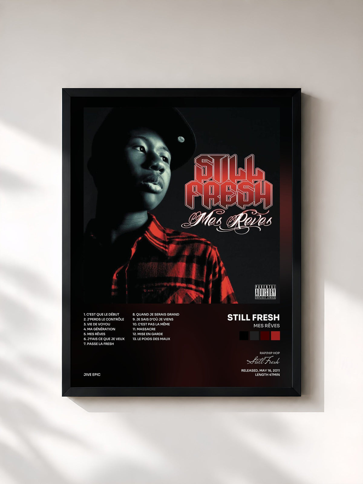 #noir Tableau de l'album Mes rêves de Still Fresh, cadre noir, imprimé et encadré en France