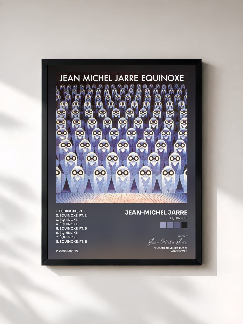 #noir Tableau de l'album Équinoxe de Jean-Michel Jarre, cadre noir, imprimé et encadré en France
