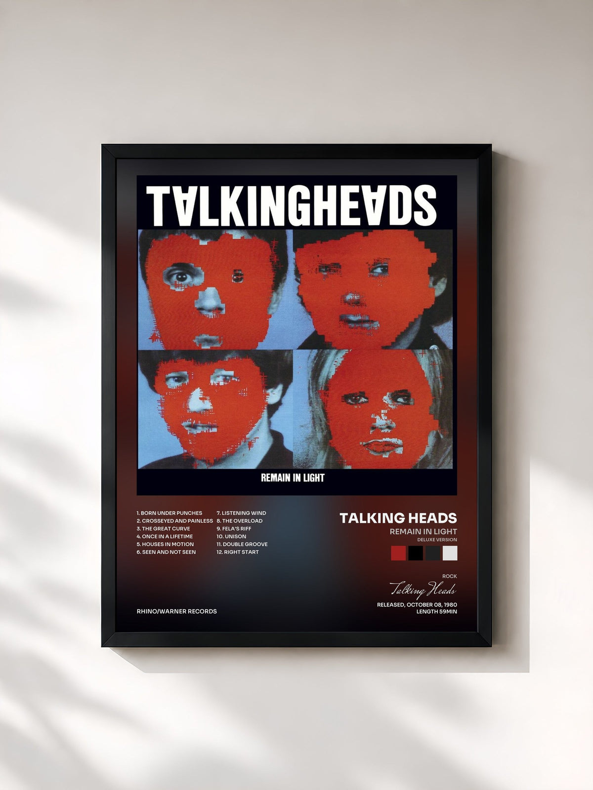 #noir Remain in Light (Deluxe Version) di Talking Heads in stampa incorniciata, cornice nera, stampata e incorniciata in Francia
