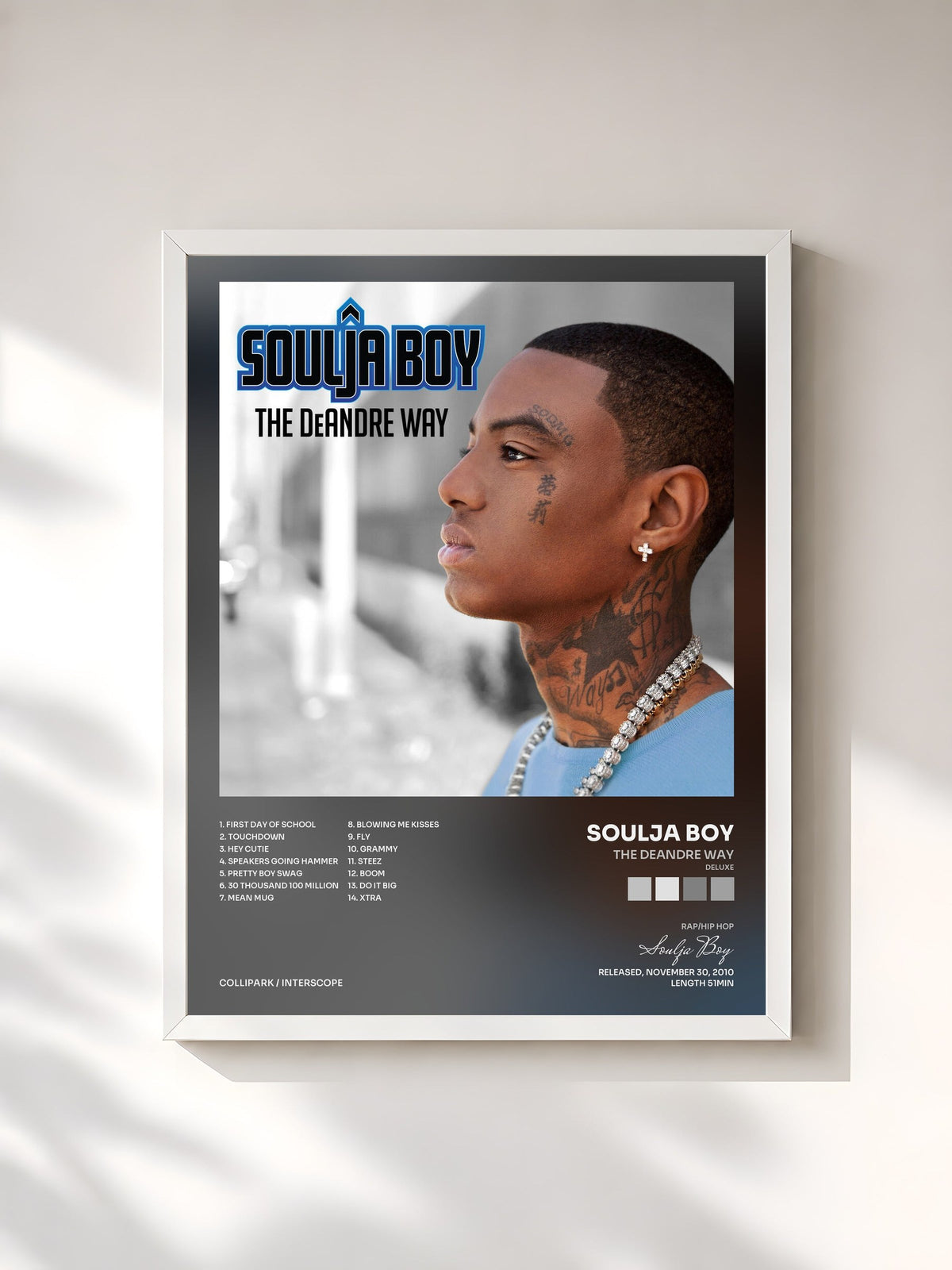 #blanc The DeAndre Way (Deluxe) by Soulja Boy as a framed art print, white frame, printed and framed in France