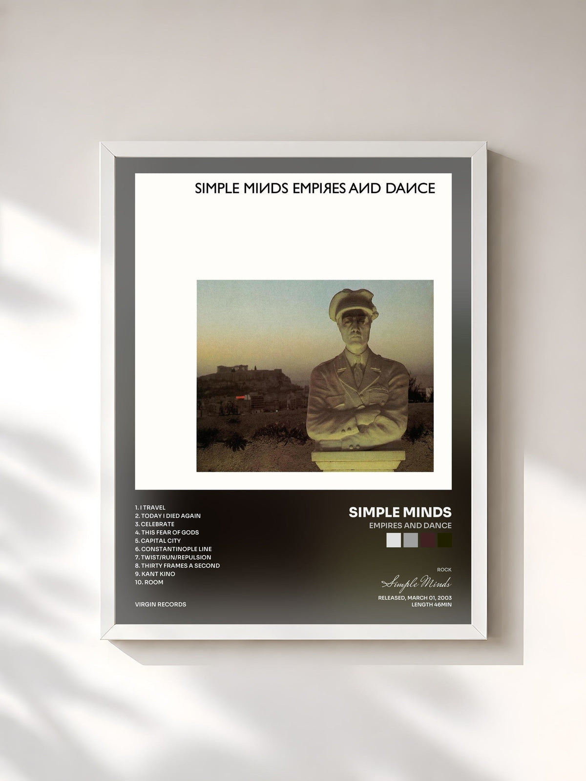 #blanc Empires And Dance di Simple Minds in stampa incorniciata, cornice bianca, stampata e incorniciata in Francia