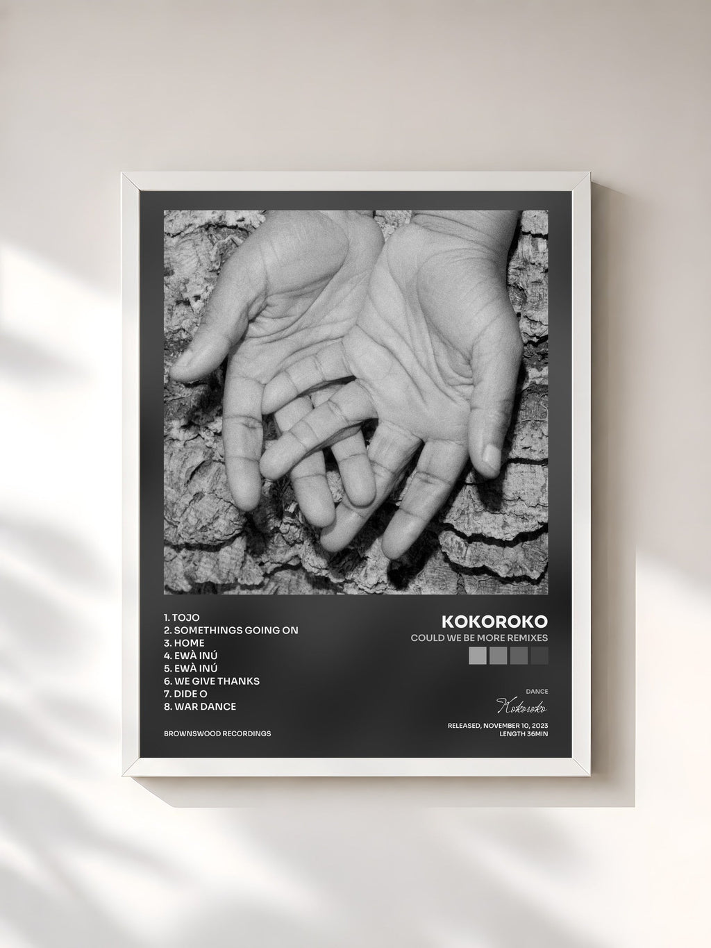 #blanc Could We Be More Remixes de Kokoroko en lámina enmarcada, marco blanco, impresa y enmarcada en Francia