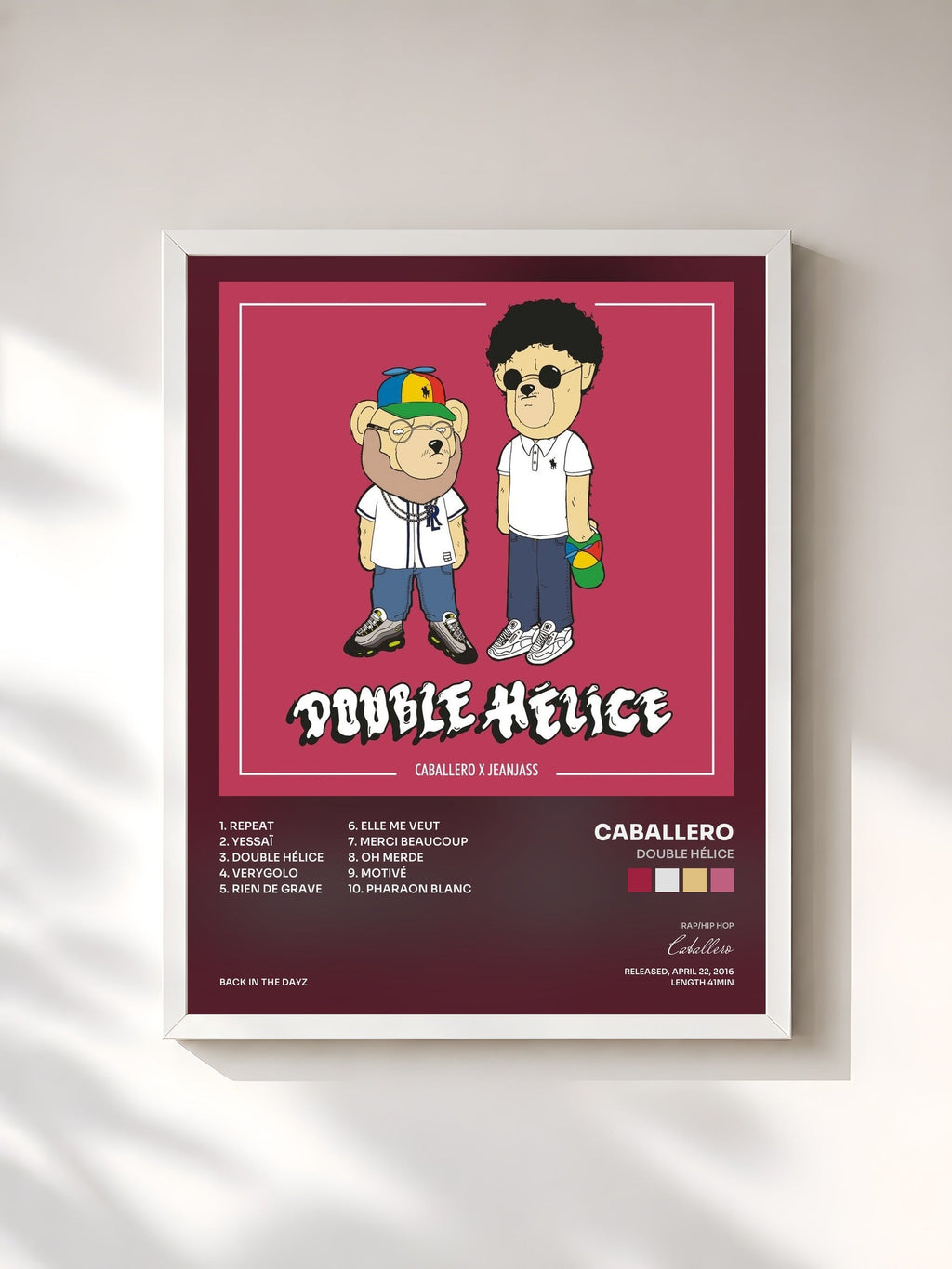 #blanc Tableau de l'album Double hélice de Caballero, cadre blanc, imprimé et encadré en France
