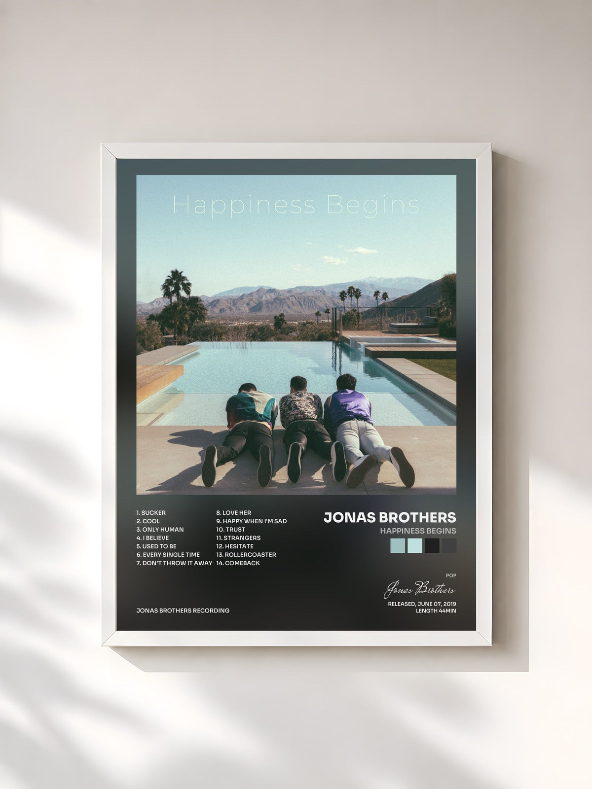 #blanc Happiness Begins di Jonas Brothers in stampa incorniciata, cornice bianca, stampata e incorniciata in Francia