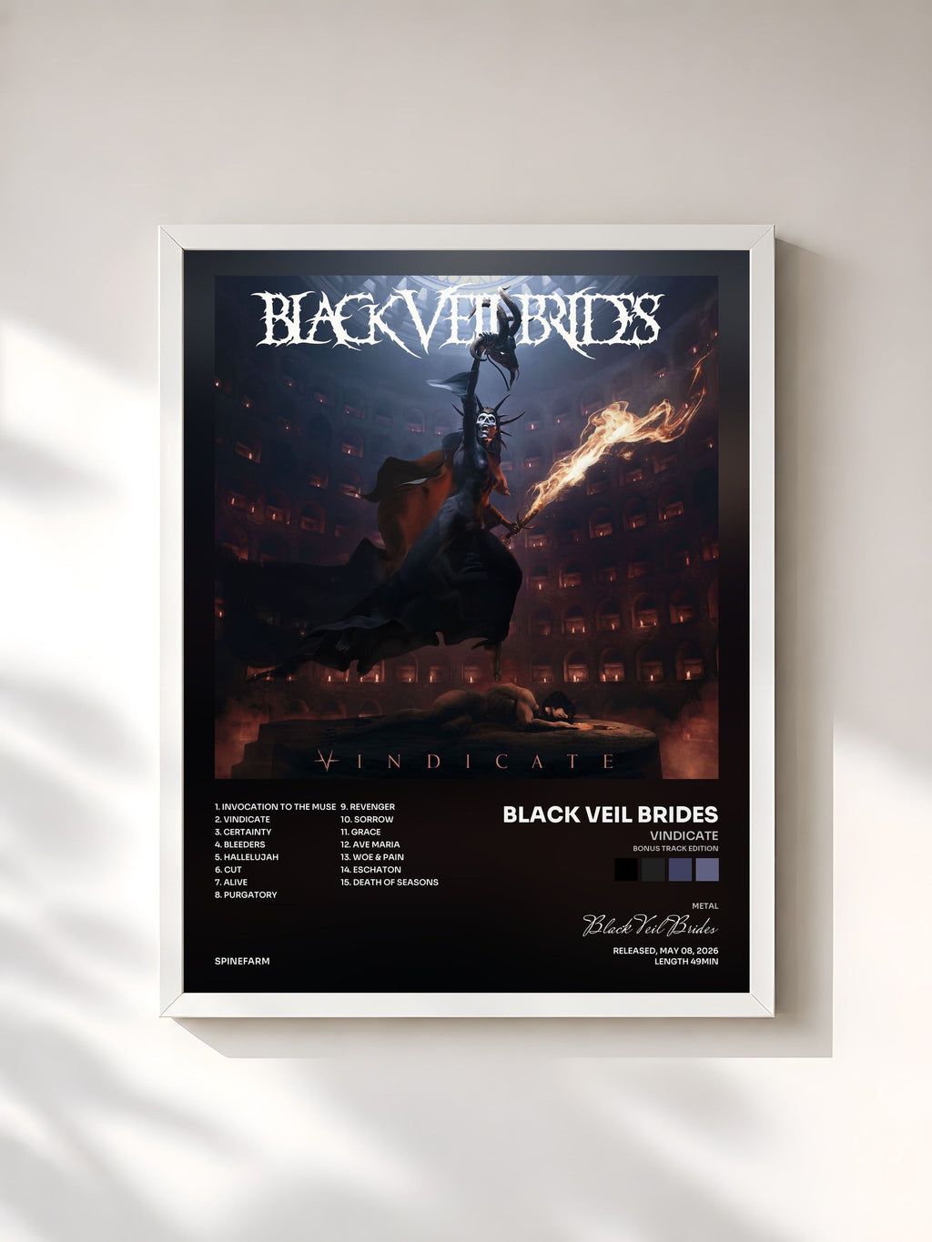 #blanc VINDICATE (Bonus Track Edition) de Black Veil Brides en lámina enmarcada, marco blanco, impresa y enmarcada en Francia