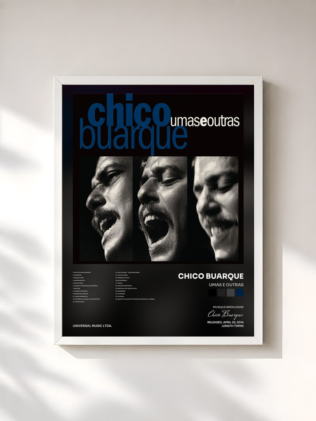 #blanc Tableau de l'album Umas E Outras de Chico Buarque, cadre blanc, imprimé et encadré en France